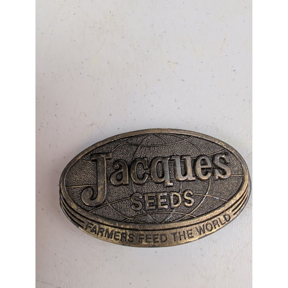 1977 Jacques Seeds, Farmers Feed World Brass Belt Buckle, Lewis Corp Limited Ed